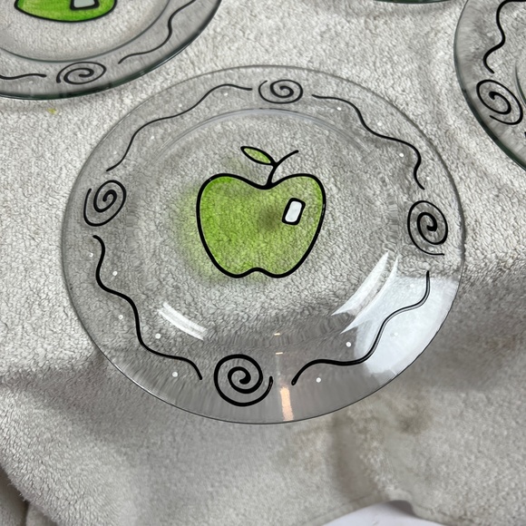 Vintage Hand Painted Apples Set of 5 Juice Pitcher & Stirer w/4 Matching Plates - Picture 10 of 11